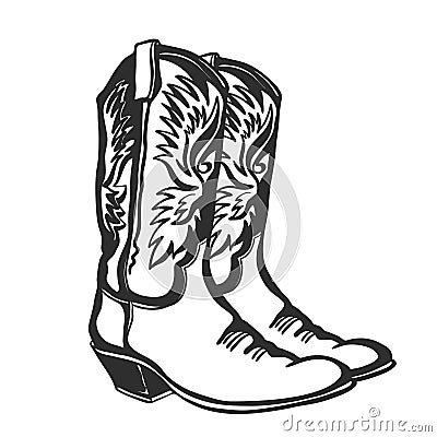 Cowboy boots. Vector graphic illustration isolated on white for design Vector Illustration