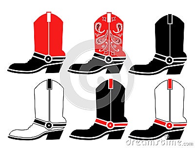 Cowboy boots. Vector set graphic illustration isolated on white for design Vector Illustration