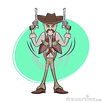 Cowboy Character from Wild Western Texas Vector Illustration