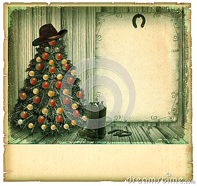 Cowboy christmas card.American vintage Stock Photo