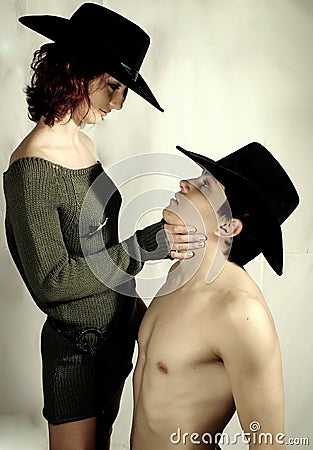 Cowboy couple Stock Photo