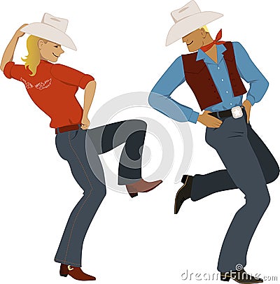 Cowboy dancing Vector Illustration