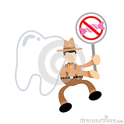 cowboy america and dental care stop eat candy cartoon doodle flat design vector illustration Vector Illustration