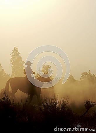 Cowboy in the Desert Stock Photo