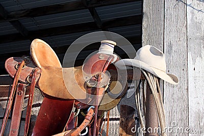 Cowboy done for the day Stock Photo