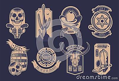 Cowboy Emblem Set Vector Illustration