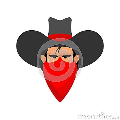 Cowboy face isolated. Wild west guy portrait. Western head Vector Illustration