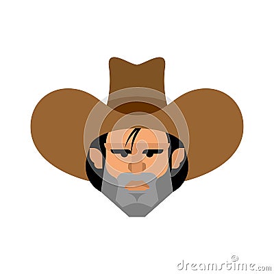 Cowboy face isolated. Wild west guy portrait. Western head Vector Illustration