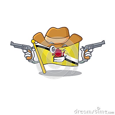 Cowboy flag brunei darussalam on a cartoon Vector Illustration