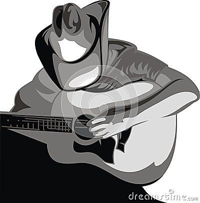 Cowboy and guitar Stock Photo