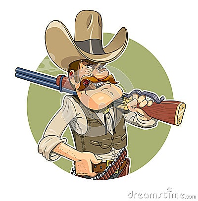 Cowboy with gun Cartoon Illustration