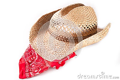 Cowboy hat and bandana Stock Photo