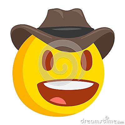 Cowboy Hat Emoji Icon Illustration Sign. Adventurer Vector Symbol Emoticon Design Vector Clip Art. Stock Photo