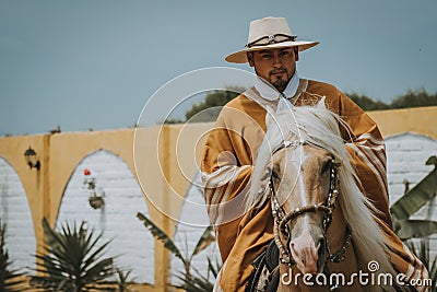 Cowboy on horse with copy space Editorial Stock Photo