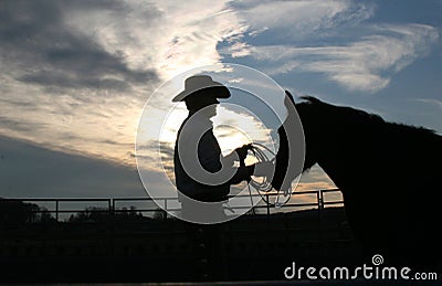 Cowboy and horse Stock Photo