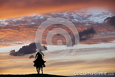 Cowboy on a horse Stock Photo