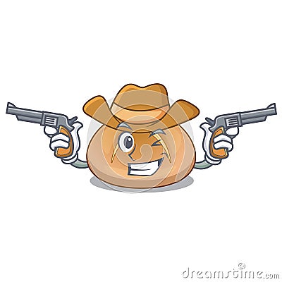 Cowboy hot cross buns on cutting cartoon Vector Illustration