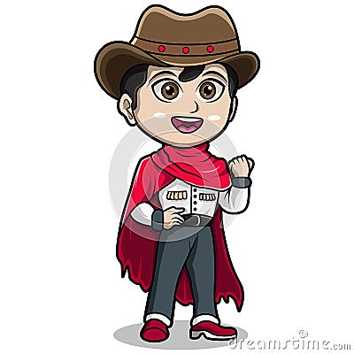 Cowboy Kids cartoon for coloring book Vector Illustration