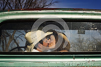 Cowboy Kiss Stock Photo