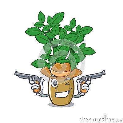 Cowboy lemon balm isolated in the character Vector Illustration