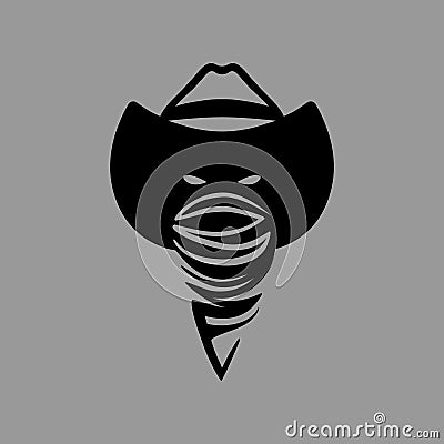 Cowboy outlaw head symbol on gray backdrop Vector Illustration