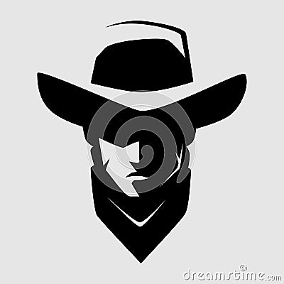 Cowboy outlaw symbol on gray backdrop Vector Illustration