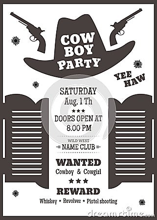 Cowboy party poster Vector Illustration