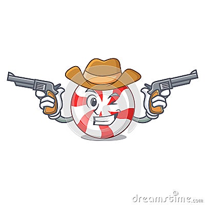 Cowboy peppermint candy character cartoon Vector Illustration