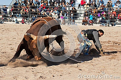 Cowboy Rodeo Bull Riding Editorial Stock Photo