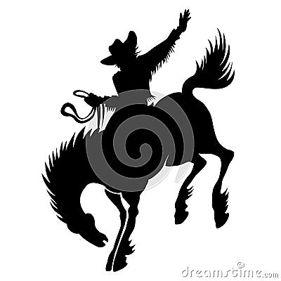 Cowboy at rodeo silhouette Vector Illustration