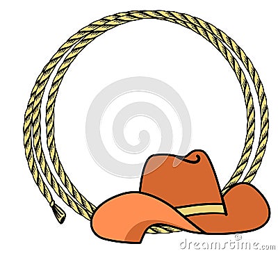 Cowboy rope frame with Western hat. Vector illustration cowboy background for text Vector Illustration