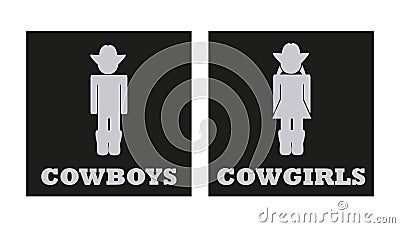 Cowboys and cowgirls vector toilet signs Vector Illustration
