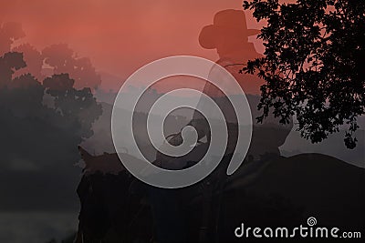 Cowboy silhouette. Stock Photo