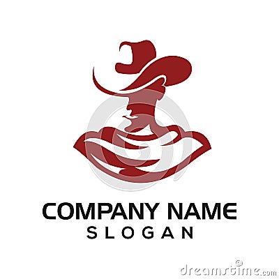 Cowboy, silhouette cowboy design becomes a template for sports logos, farms, food drinks, etc. Vector Illustration