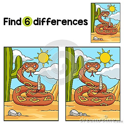 Cowboy Snake Find The Differences Vector Illustration