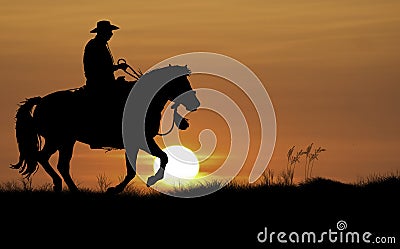 Horse and Cowboy Stock Photo