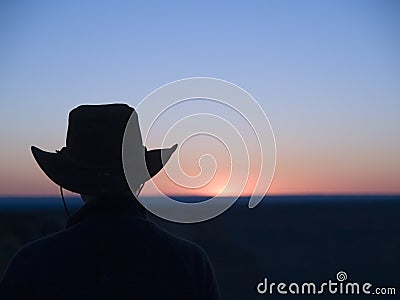 Cowboy sunset sillhouette Stock Photo