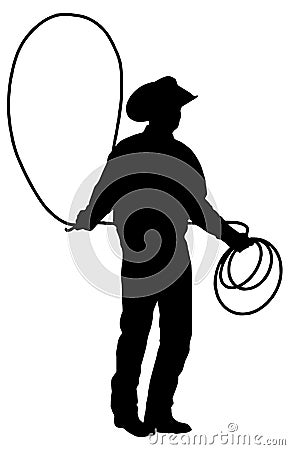 Cowboy with lasso rope silhouette Vector Illustration