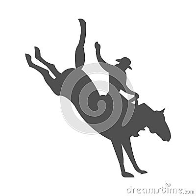 Cowboy taming a horse in a rodeo Vector Illustration