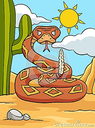 Cowboy Viper Snake Colored Cartoon Illustration Vector Illustration