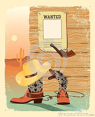 Cowboy West life. Western poster Vector Illustration