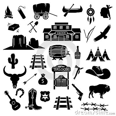 Cowboy, western, wild west icon set Stock Photo