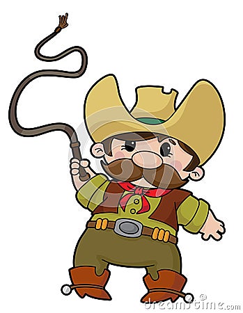 Cowboy with whip Vector Illustration