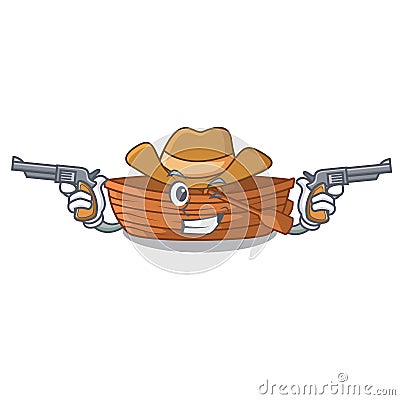 Cowboy wooden boat in the cartoon shape Vector Illustration