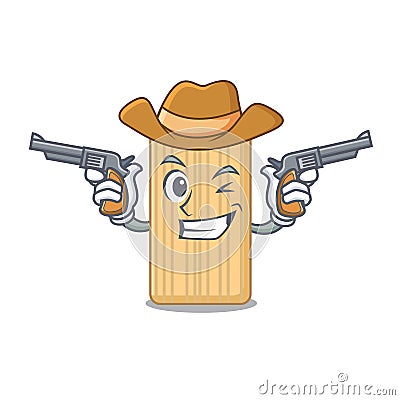 Cowboy wooden cutting board character cartoon Vector Illustration