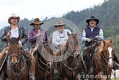 Cowboys from the Andes region of Pichincha Ecuador Editorial Stock Photo