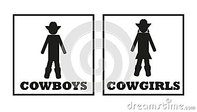 Cowboys and cowgirls vector toilet signs Vector Illustration