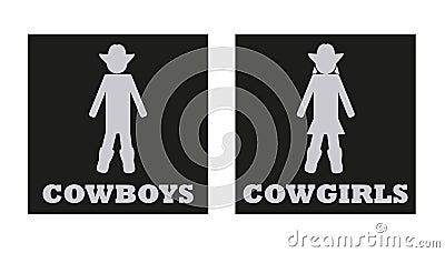 Cowboys and cowgirls vector toilet signs Vector Illustration