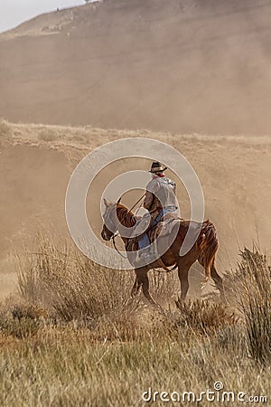 Cowboys Moving the Herd Stock Photo