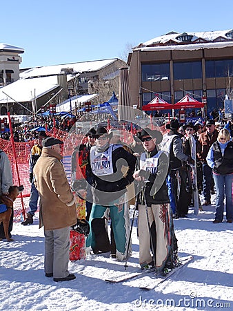 Cowboys preparing for the 40th Annual Cowboy Downhill Race Editorial Stock Photo